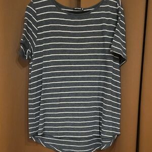 Pink Clover Distressed Gray Striped Tee